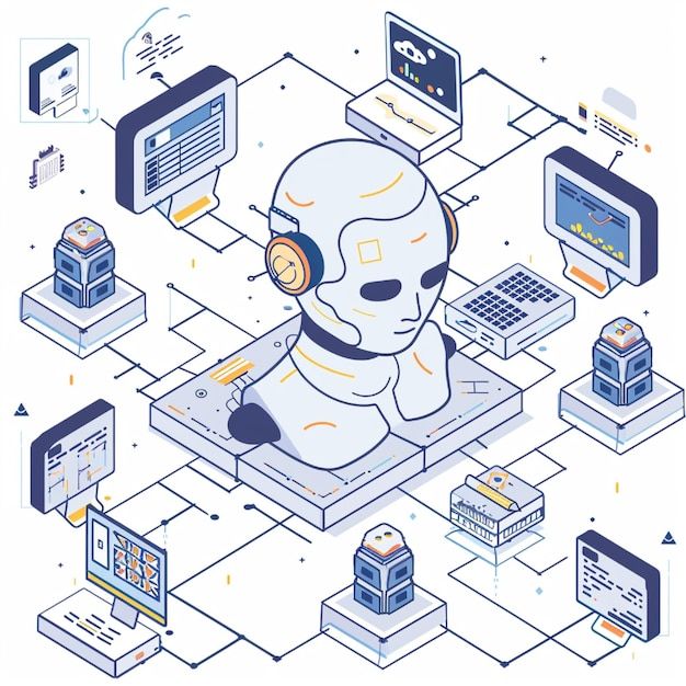 AI robot connected to infrastructure — cyber-physical systems