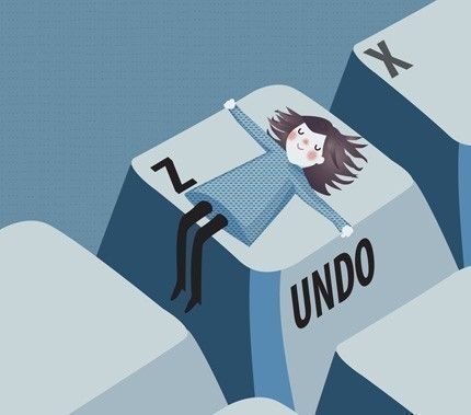 Girl asleep on an Undo key